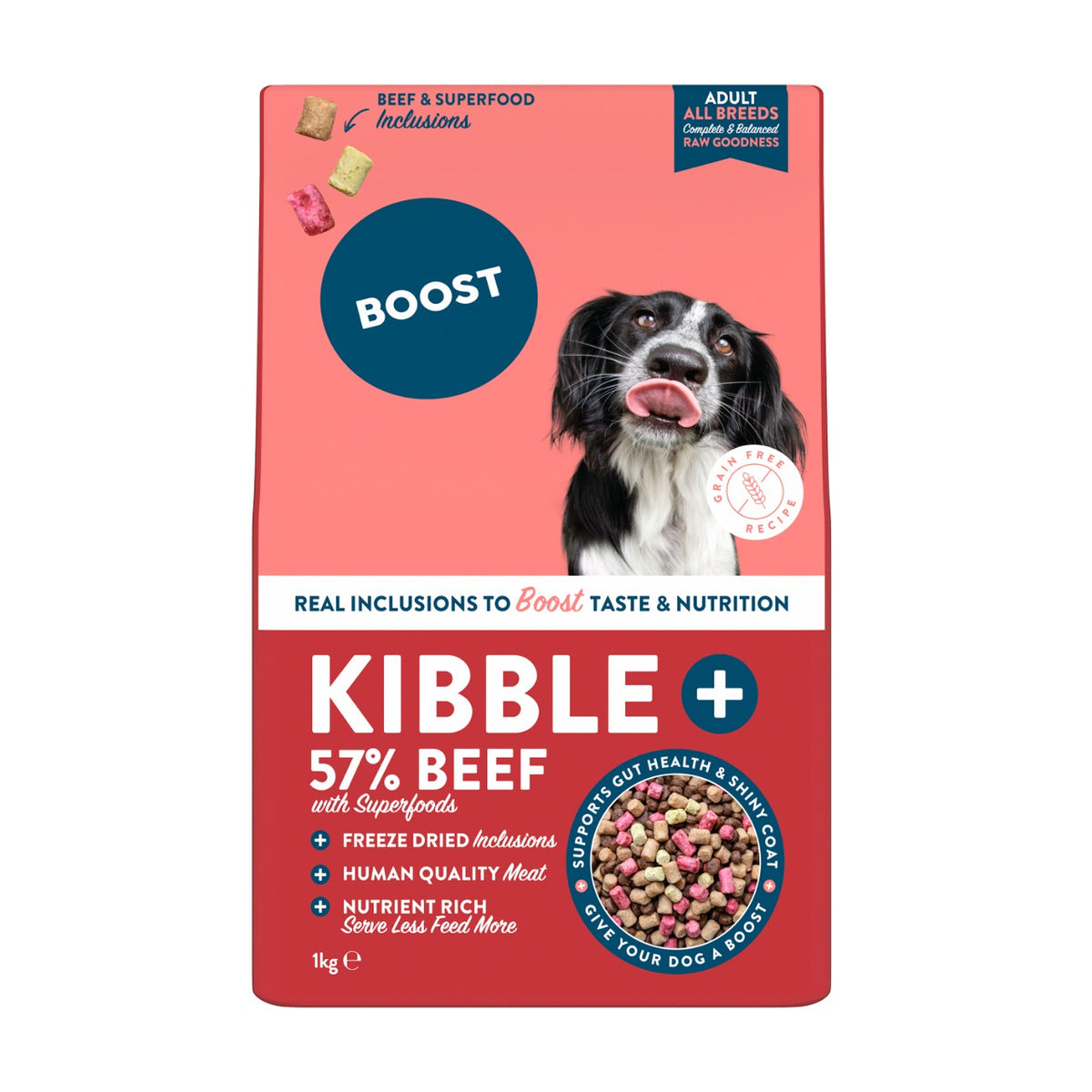 Beef Kibble+, Grain-Free with REAL Meat & Superfood Freeze-Dried Piece ...