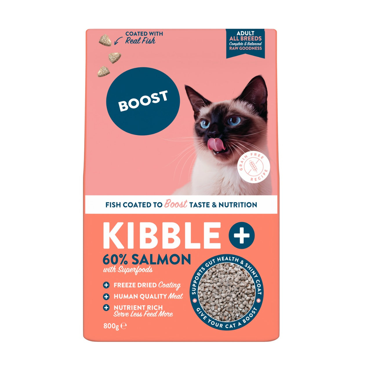 Salmon Kibble+, Grain-Free Kibble Coasted with REAL Freeze Dried Salmon