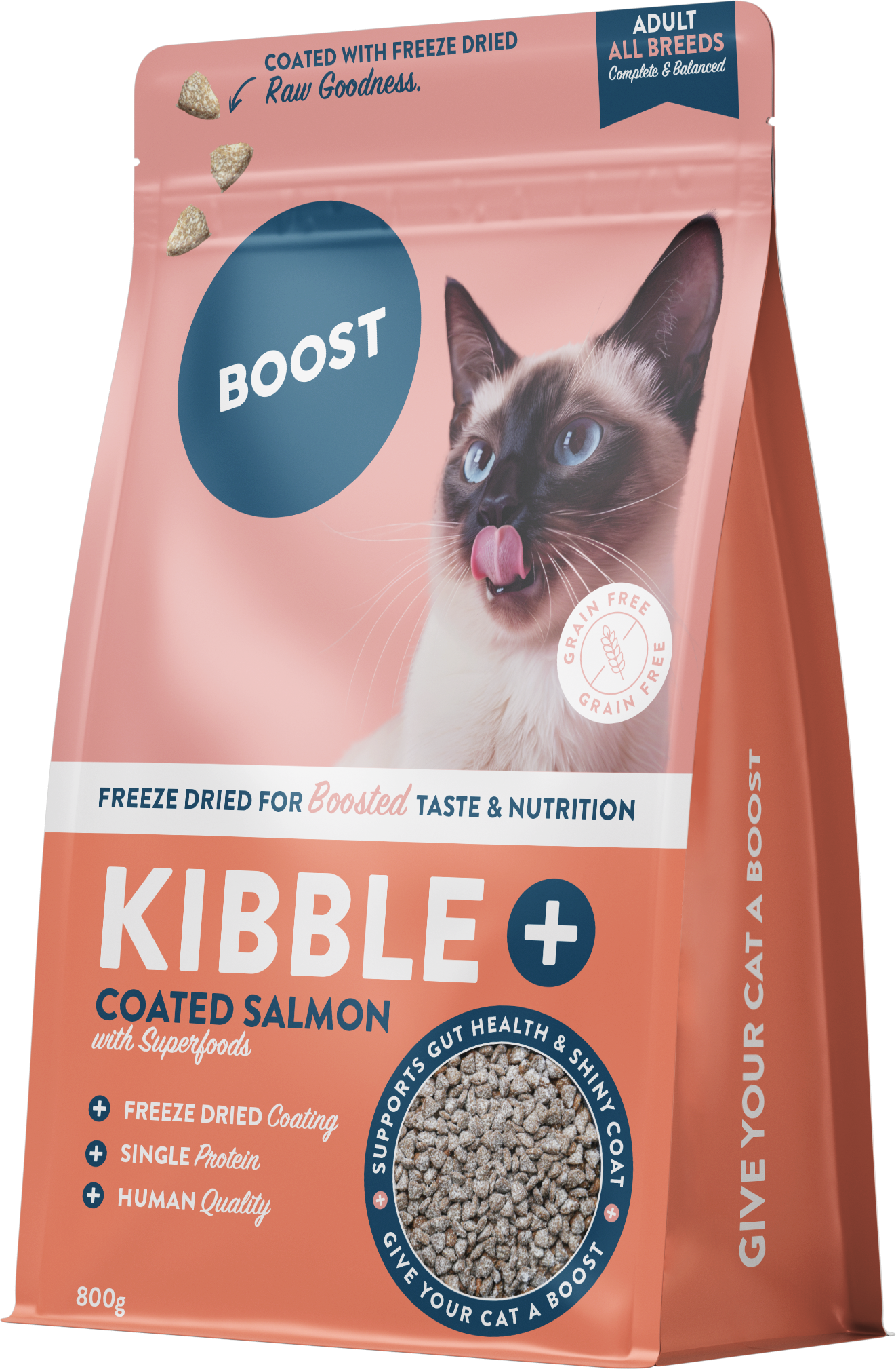 Salmon Kibble+, Grain-Free Kibble Coasted with REAL Freeze Dried Salmon